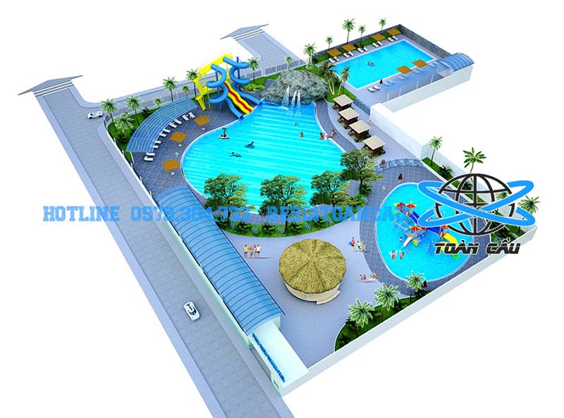 Demo bản vẽ thiết kế kiến trúc tổng quan bể bơi