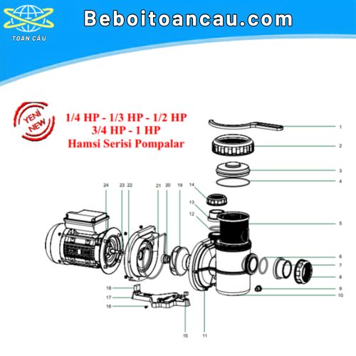 Khóa mở nắp bơm hồ bơi Hamsi Serisi No:1